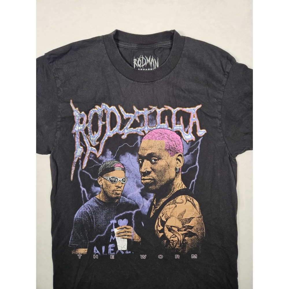 Dennis Rodman The Worm T-shirt Men's Medium Black‎ Rodzilla Rodman Apparel - Picture 2 of 6